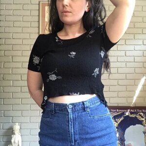 Vintage Molly Malloy Black Floral Top